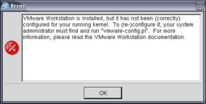 Abbildung 1: Diese Fehlermeldung erscheint beim Versuch, VMware nach der Installation sofort zu starten ohne es vorher zu konfigurieren.