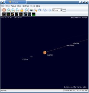 Abbildung 1: KStars bringt Sie selbst zum Jupiter.