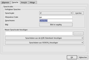 Abbildung 1: Hinzufügen einer Sprache in KVocTrain.