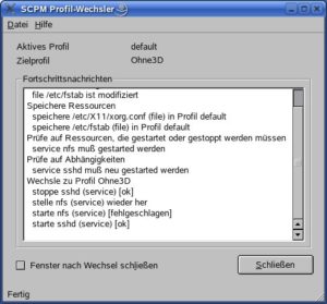 Abbildung 1: Beim Profilwechsel über das Panel-Applet zeigt Ihnen Suse Linux an, welche Dateien sich ändern werden.