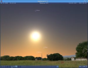 Abbildung 1: Stellarium zeigt nach dem Start Natur pur mit viel Himmel darüber. Rufen Sie das Programm abends auf, sehen Sie die Sterne.