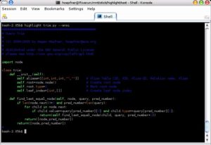 Abbildung 1: Mit der Option "--ansi" formatiert Highlight Quelltext im Terminal.