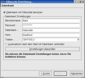 Abbildung 1: Die Verbindung zur MySQL-Datenbank wird beim ersten Start eingerichtet und überprüft.