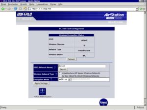 Abbildung 1: Das Web-Frontend des Buffalo WLI3-TX1-G54 wirkt aufgeräumt, weist aber einige Schwächen bei der Bedienbarkeit auf, da es bei einem Fehler die gesamte Konfiguration verwirft.