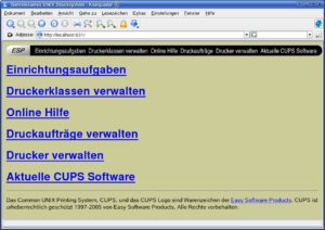 Abbildung 1: Die Startseite der Web-Oberfläche von Cups. Der Punkt <code srcset=