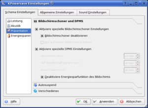 Abbildung 1: Das Energiesparverhalten fasst KPowersave in Schemata zusammen, die einem bestimmten Einsatzzweck oder Nutzerverhalten entsprechen.
