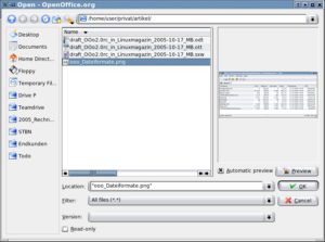 Abbildung 1: Mit Version 2 passt sich OpenOffice gut in KDE ein: Hier nutzt es den KDE-Dateidialog.