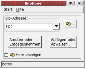 Abbildung 1: Linphone ermöglicht einen komfortablen Zugang zur Sprachkommunikation via Voice over IP.