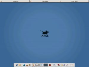 Abbildung 1: Die neue Version des XFCE Desktop in der Default-Konfiguration bringt die Taskleiste mit, die am oberen Bildschirmrand zu sehen ist