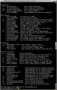 Abbildung 1: Die Parameterliste verdeutlicht den Funktionsumfang von wget