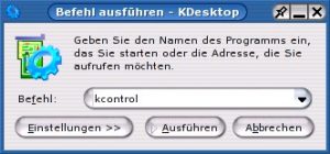 Abbildung 1: Im KDE-Befehlseingabe-Fenster kann man Befehle absetzen, die nichts auf der Kommandozeile ausgeben sollen