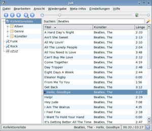 Abbildung 1: Links die Playlisten, rechts das, was gespielt wird.