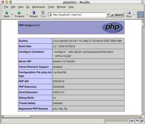 Abbildung 1: Ein einzelner Funktionsaufruf in PHP zeigt die komplette Konfiguration des Interpreters an.