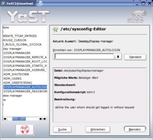 Abbildung 1: Der leere Eintrag in der Auswahlliste für die Variable "DISPLAYMANAGER_AUTOLOGIN" deaktiviert das Autologin.