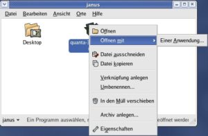 Abbildung 1: Fedora zeigt standardmäßig kein passendes Programm im Kontextmenü an.