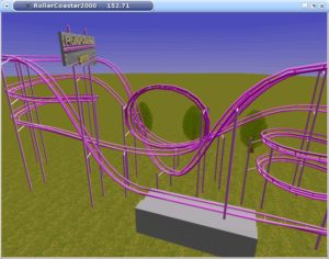 Abbildung 1: Das Intro in RollerCoaster2000 – ein Rundflug um die Achterbahn.