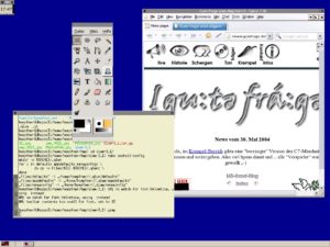 Abbildung 1: qlwm bietet eine Task-Leiste mit Startmenü, Mail-Monitor, Uhr und Pager.