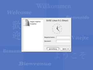 Abbildung 1: Der KDM-Anmeldebildschirm von Suse Linux.