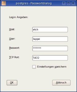 Abbildung 1: Anmelden am Datenbankserver mit Knoda.
