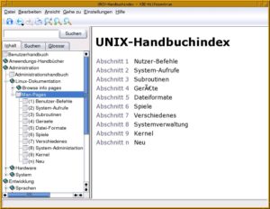 Abbildung 1: Manpages nach Abteilungen geordnet gibt's auch im KDE-Hilfezentrum.