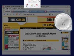 Abbildung 1: Operas aktueller Browser entält eine Schnittstelle, die das Nachladen kleiner Programme – so genannter Widgets – erlaubt.
