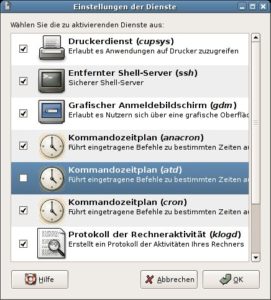 Abbildung 10: Mit dem Editor zum Bearbeiten des Runlevels legen Sie komfortabel fest, welche Dienste beim Booten gestartet werden sollen.