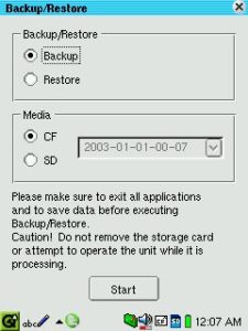Abbildung 10: Das Backup-Programm auf dem Sharp-ROM ist simpel gestrickt.
