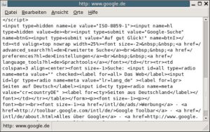 Abbildung 10: So haben Sie "Google" noch nie gesehen – Nautilus öffnet HTTP-Adressen in "gedit".