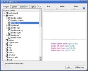 Abbildung 11: Quanta: Im CSS-Editor klickt man das gewünschte Layout einfach zusammen.