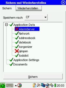Abbildung 11: Backup and Restore sichert die Daten der Benutzerin …
