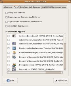 Abbildung 11: Pessulus erlaubt Optionen des Desktops zu sperren.