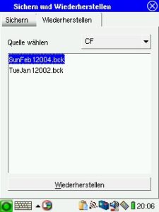 Abbildung 12: … und spielt ein Backup zurück.