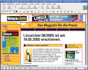 Abbildung 13: Composer: Dir roten Linien verdeutlichen die Ränder der Tabelle. Dank ihnen sieht man schnell auf einen Blick, ob Zwischenräe und Abstände korrekt gesetzt sind.