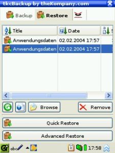 Abbildung 14: Welcher Backup-Satz soll zurückgespielt werden?