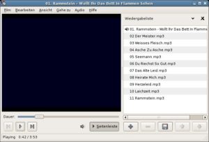 Abbildung 15: Totem, Gnomes Standard-Multimedia-Player, stellt neuerdings eine integrierte Abspielliste zur Verfügung.