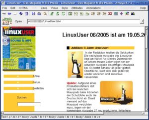 Abbildung 17: Amaya: Das Layout der LinuxUser-Seite wird nicht ganz korrekt angezeigt.