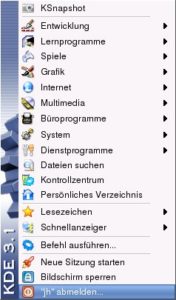 Abbildung 1a: Das alte K-Menu ohne Trenner …