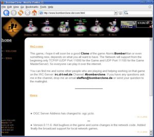 Abbildung 2: Die Homepage von BomberClone.