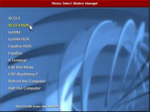 Abbildung 2: Nach dem Booten der Live-CD wählen Sie zunächst den gewünschten Window-Manager aus.