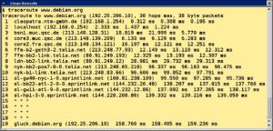 Abbildung 2: Das Programm Traceroute zeigt Zwischenstationen auf dem Weg von Ihrem zu einem anderen Rechner an.