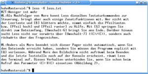 Abbildung 2: Die Anzeige von Less sehen Sie nach dem Verlassen im Terminal, wenn Sie das Programm mit dem Parameter "-X" starten.