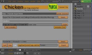 Abbildung 2: Das Blender-Plugin Chicken exportiert Modelle ins Panda-Format Egg.