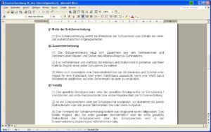 Abbildung 2: Mittels ODF-Plugin importiert Word 2003 den Testtext beinahe korrekt. Etwas Handarbeit war beim Zeilenumbruch erforderlich.