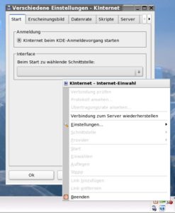 Abbildung 2: Einwahl über kinternet.