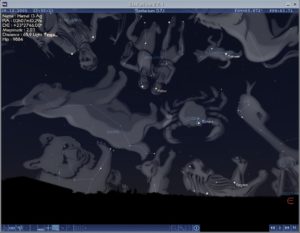 Abbildung 2: Mit ansprechenden Grafiken verdeutlicht das Programm Stellarium die Lage der Sternbilder am Nachthimmel.