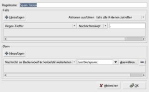 Abbildung 2: Der Evolution-Dialog, um eine neue Filterregel anzulegen.