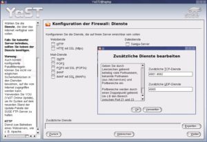 Abbildung 2: Für einen effektiven Betrieb des Mldonkey-Cores müssen sie in der Firewall-Konfiguration eine Reihe von TCP- und UDP-Ports öffen (wie hier unter Suse Linux).