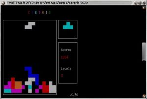 Abbildung 2: ctetris ist Ressourcen schonend und läßt sich sogar in einer ssh-Sitzung spielen.