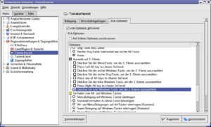 Abbildung 2: Um mit deutschem Tastaturlayout zu arbeiten, passen Sie einige Optionen im KDE-Kontrollzentrum an.