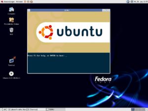 Abbildung 2: Der Ubuntu-Startbildschirm im Emulator QEMU.